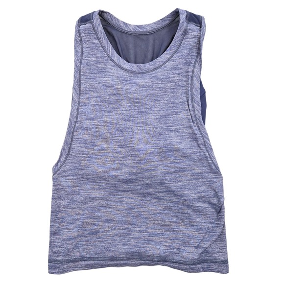 Lululemon Tops - Lululemon 2-in-1 Tank Top Built-in Sports Bra Blue Heather Mesh Back Size 4